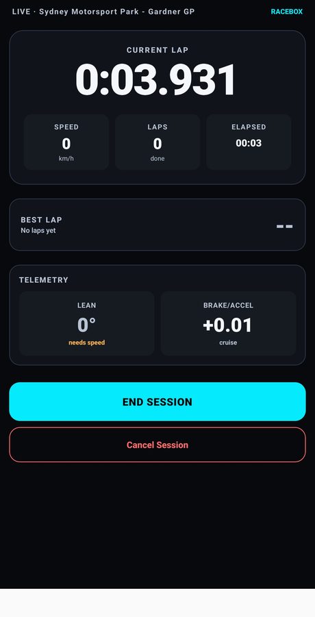 RaceBox live timer