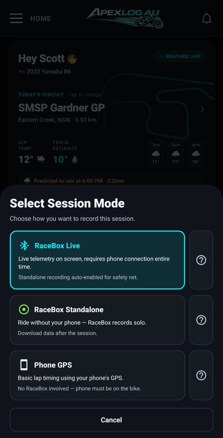 Choose your session mode